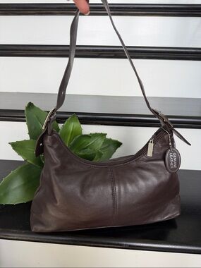 Brown genuine leather shoulder bag soft luxe adjustable strap hobo handbag new